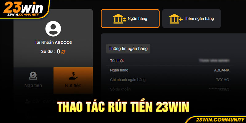 Rút tiền 23WIN siêu tốc chỉ với thao tác dễ dàng